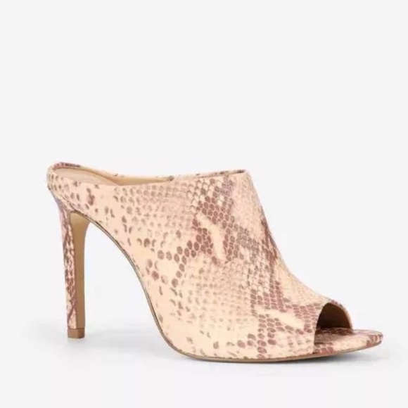 Ann Taylor Shoes - Ann Taylor Nude Python Peep Toe Mules